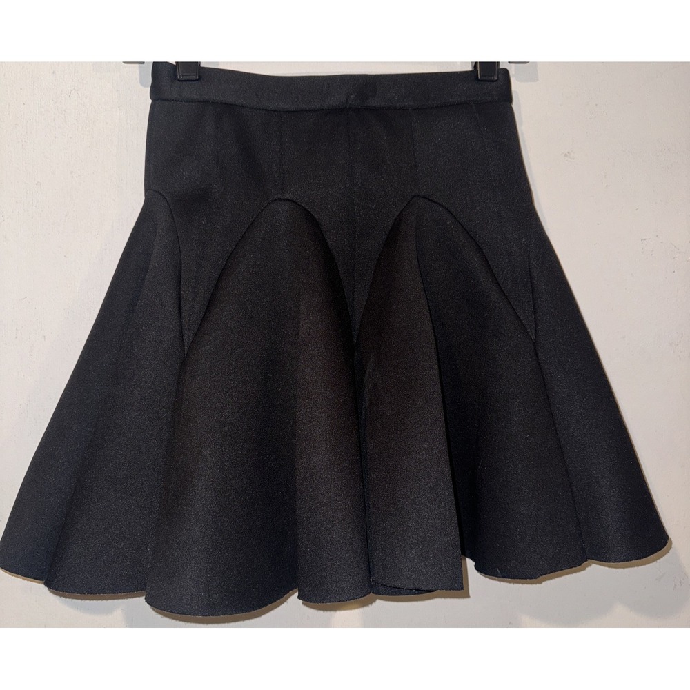 CAMEO Scuba Neoprene Pleated Mini Skirt Cyber Goth Y2K Women's XS Black